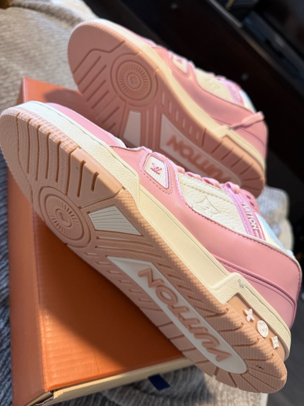 Louis Vuitton Pink and White Court Classic Sneakers - Picture 2 of 3